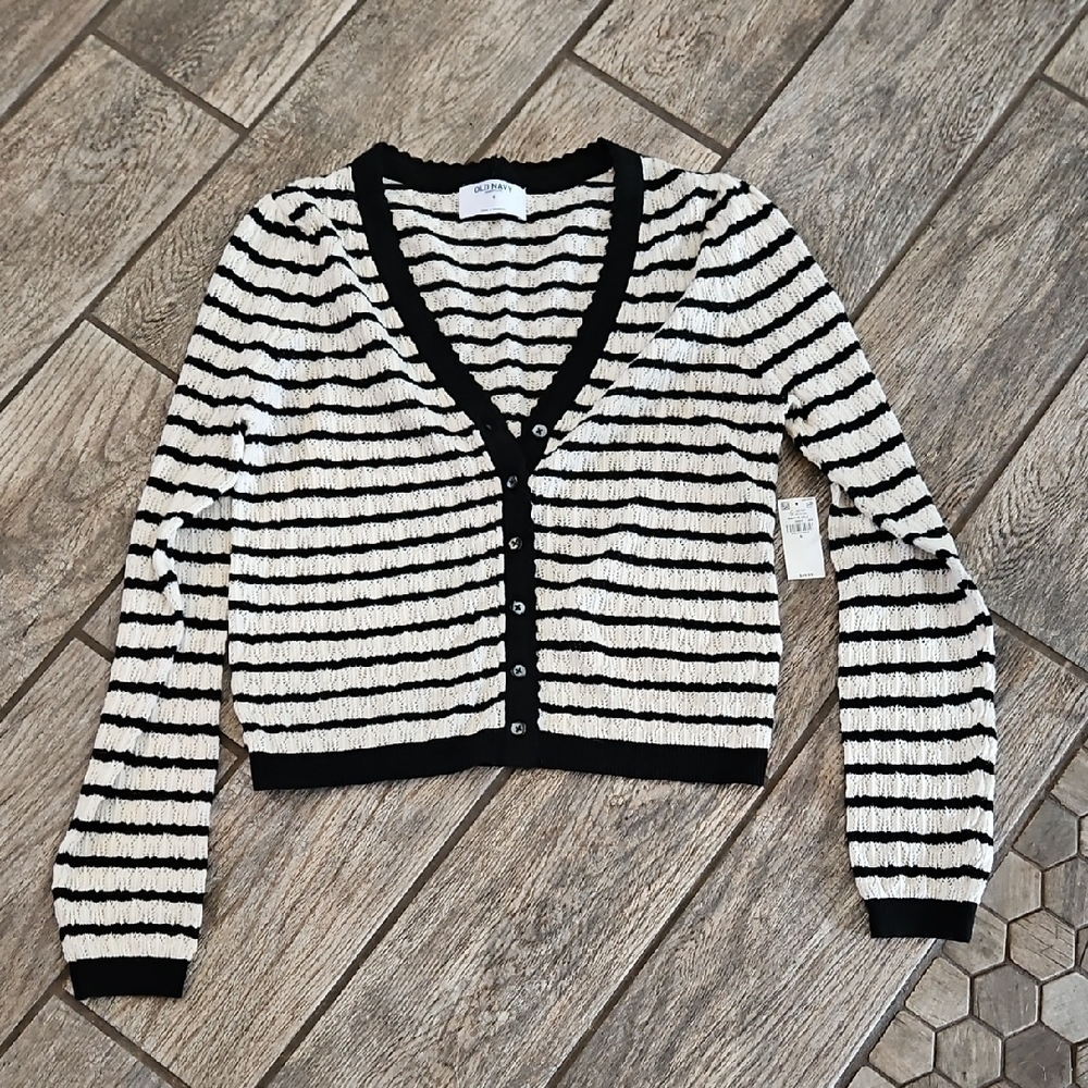 Old Navy Black and White Striped Sweater New With Tags